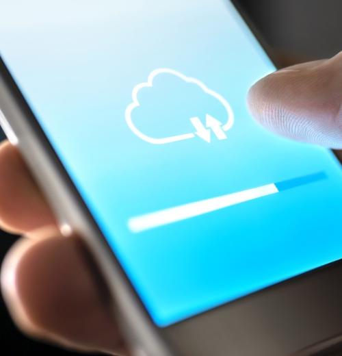 Phone uploading data to the cloud.